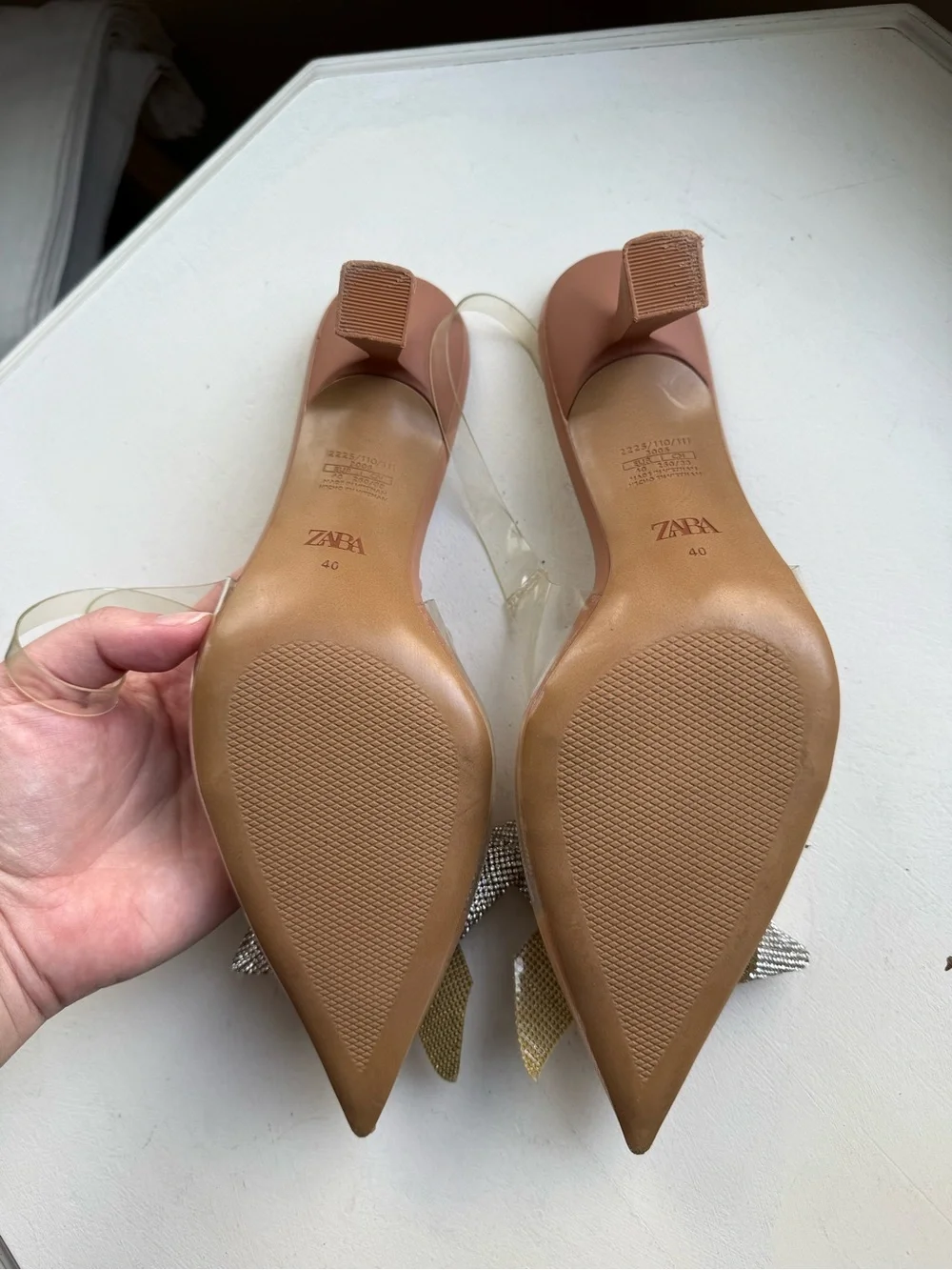 Zara rhinestone bow heels sz 10 - Picture 6 of 6